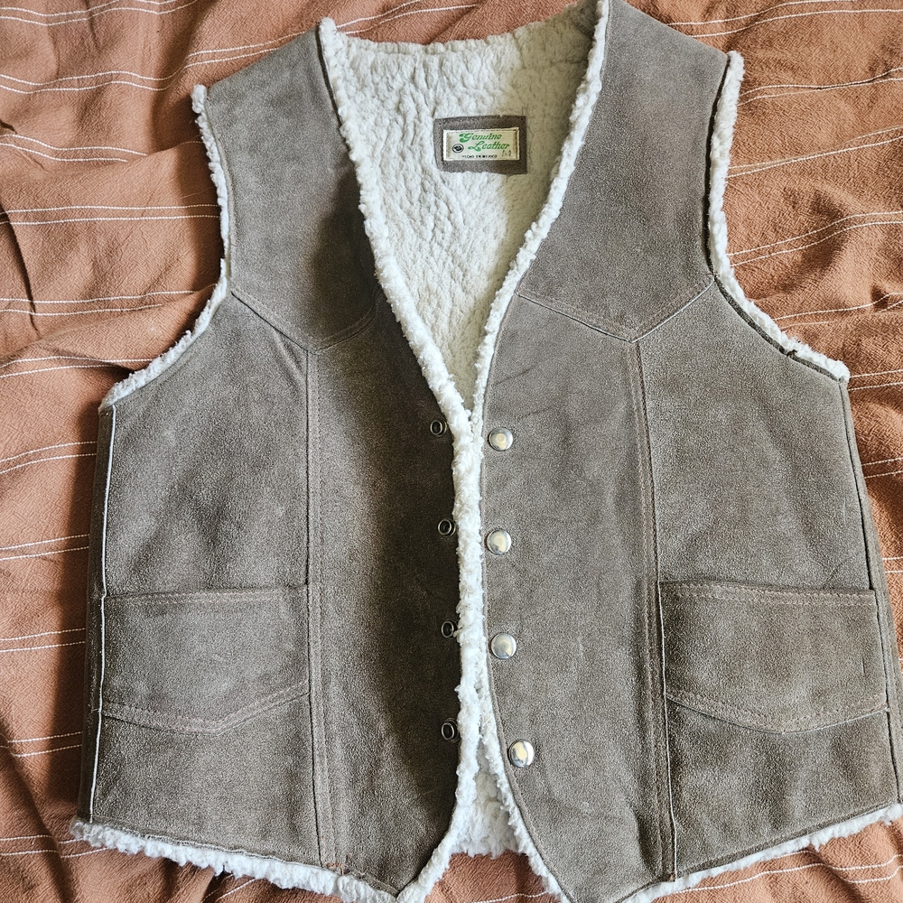 Source Unknown Tan Suede Vest with Shearling